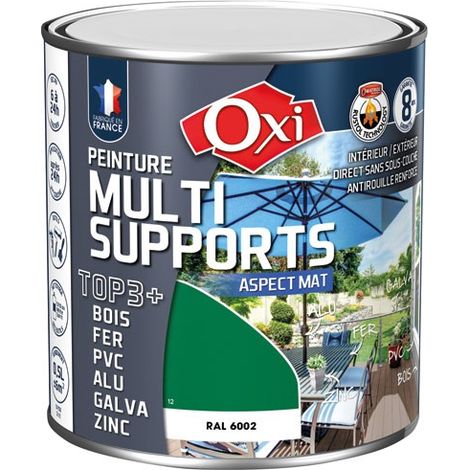 OXI - Peinture TOP 3 bois fer pvc mat 500ml vert jardin ral6002