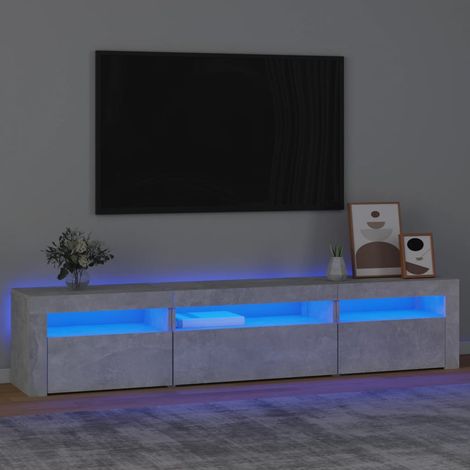 Meuble TV avec lumières LED Gris béton 195x35x40 cm (1/5)