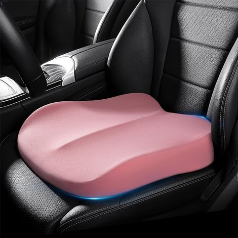 Coussin Rehausseur Voiture - 1 Pièce - Mousse Mémoire De Forme - Soutien Coccyx Et Lombaire - Pour Conduite Et Bureau - Rose (1/5)