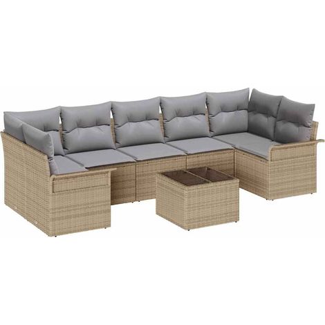 Maison Exclusive - Gartensofa-set mit Kissen 8 pcs Beige und Grau