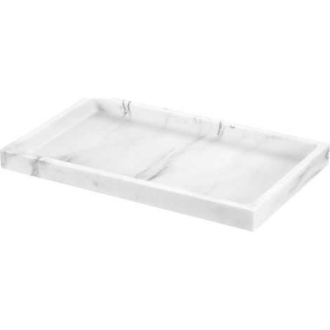 1 Plateau Résine, Aspect Gravier Blanc, Imperméable, Organisateur Salle De Bain, Cuisine (1/5)