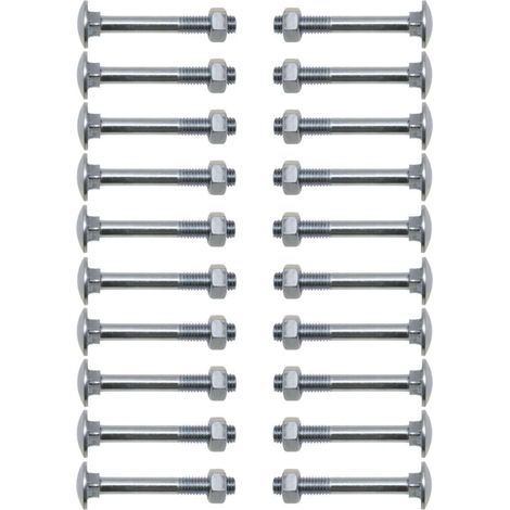20x Vis à tête bombée collet carré DIN 603 en acier zingué avec écrou qualité 4.6, M6 x 30mm (1/2)