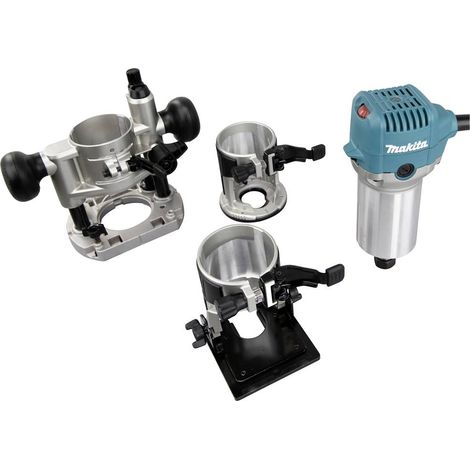 Makita RT 0702 CX2J Fresatrice Multifunzione da 710 W con Morsetti da 6/8 mm, Kit Completo con Moduli per Fresatura, Angoli e Spigoli, Valigetta Makpac (1/5)
