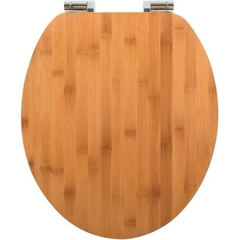 Spirella – Abattant wc en bambou blanc – Charnières zinc – Mécanisme de fermeture lente – Dimensions 37x45,5cm pour confort optimal