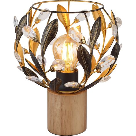 Globo - lámpara de mesa - MIKA - marrón - madera - Ø 20cm - E27 - (1/5)