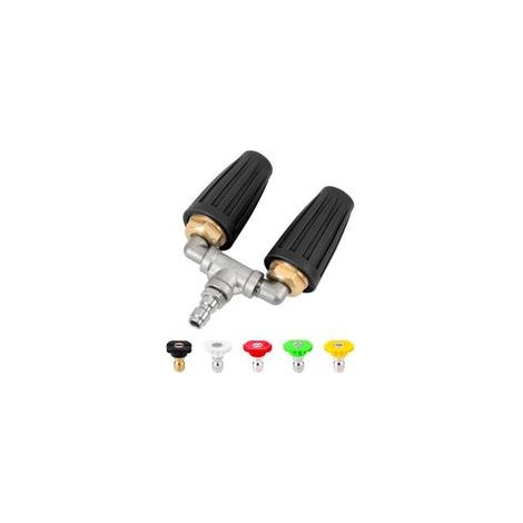 Idropulitrice ad alta pressione con doppia ugello turbo e 5 ugelli, idropulitrice 4000 PSI con ugello a sgancio rapido (nero) (1/5)
