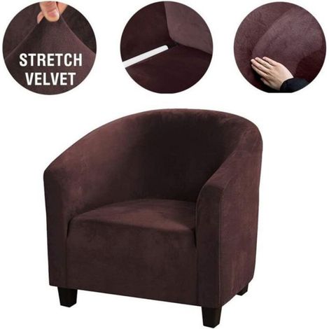 Housse Chaise Club - Velours Extensible - Pour Fauteuil Baignoire - 65 À 95 Cm De Longueur - 1 Pièce (1/4)