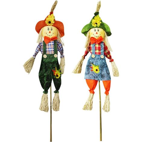 Effarouchant Jardin - Effarouchant Réaliste Sans Électricité Pour Oiseaux - Décor Extérieur Automne Fête Des Récoltes Noël - Hauteur 60 cm Avec Tige En Bambou - Lot De 2 (1/5)