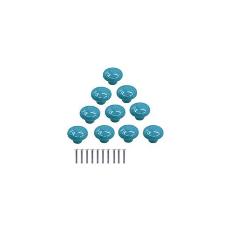 10 pomos de cerámica para muebles, pomos redondos de cerámica para cajones, tiradores para muebles de cocina y oficina (azul) - Crezuo