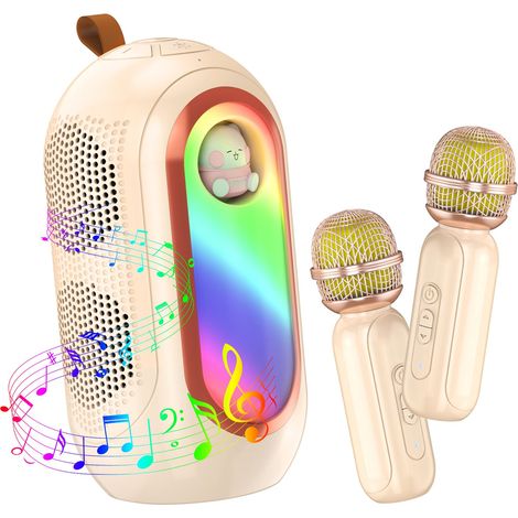 1 enceinte Bluetooth portable, 4 haut-parleurs 360°, micro karaoké intégré, LED réglables, batterie longue durée, usage intérieur/extérieur (1/5)