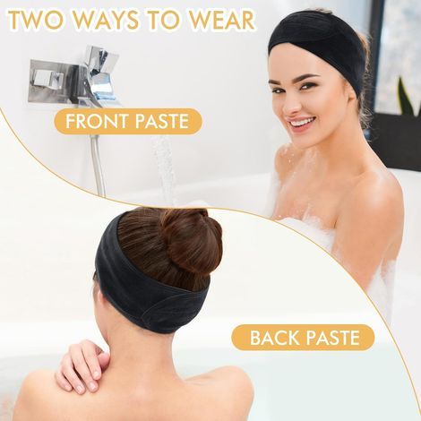Set mit 6 Damen-Spa-Stirnbändern, ultraweiches, verstellbares Make-up-Stirnband mit Klettverschluss, elastisches Stirnband für Bad, Dusche, Gesichtsmasken und Yoga. (1/5)