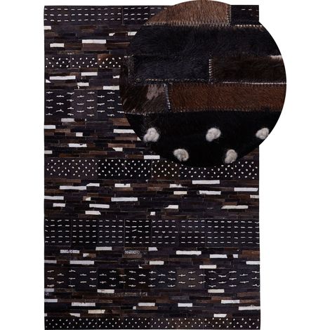 Teppich AKSEKI Dunkelbraun 140 x 200 cm Echtleder