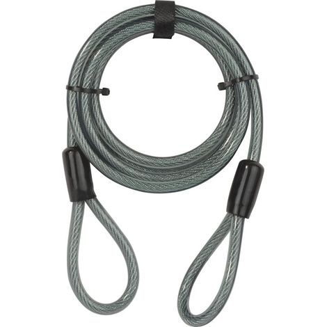1 Diebstahlsicherungskabel, spiralförmig geflochtener Stahl, 2 Schlaufen, Länge 2,2 m, Durchmesser 10 mm, für Fahrräder und Mountainbikes (1/5)