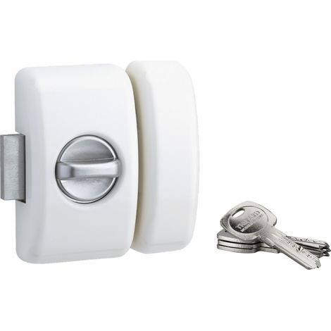 THIRARD - Verrou à bouton Universel pour porte d'entrée, cylindre 45mm, acier, 4 clés, epoxy blanc - THIRARD (1/5)