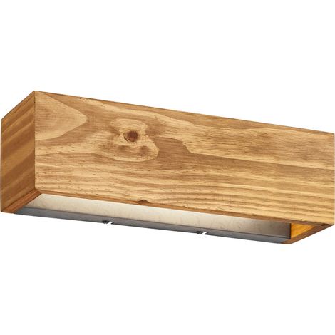 Lámpara de pared rectangular de madera natural Brad Iluminación de trío de emisión LED doble (1/3)
