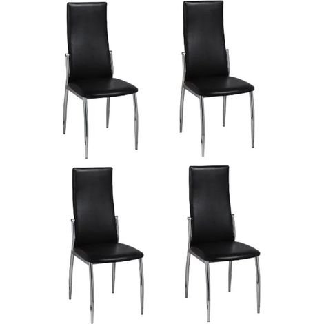 Juego de 4 sillas de cocina comedor de diseño ergonómicas sintéticas negras CDS021827 (1/5)