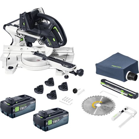 Festool KAPEX KSC 60 EB-Basic Akku Kapp Zugsäge 18 V / 36 V 216 mm Brushless + 2x Akku 8,0 Ah - ohne Ladegerät