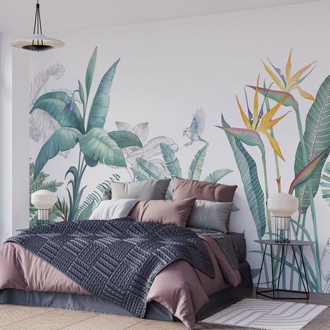 Papier peint panoramique - Fleurs Exotiques - 130 cm x 87 cm (1/4)