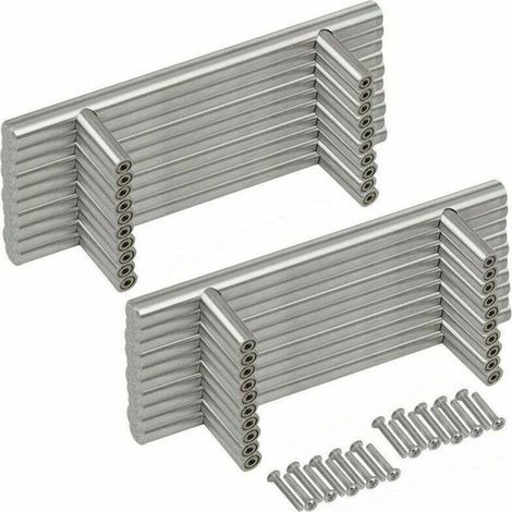 20PCS Poignée Bâton De Porte T- Bar Cuisine Porte Meuble Poignées Acier Inoxydable - Entraxe 96 mm (1/5)