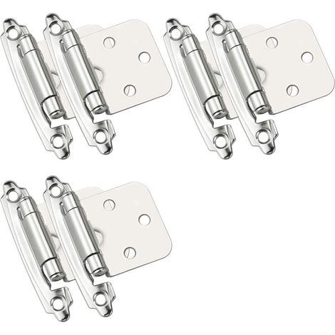Lot de 6 charnières à fermeture automatique en acier laminé à froid avec ressort et amortisseur pour portes, placards, armoires à chaussures, bibliot (1/5)