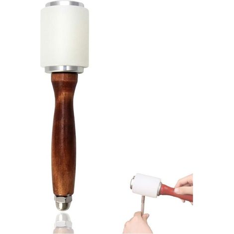 Maillet en nylon et cuir de 212 mm avec manche en bois de vachette pour loisirs créatifs, estampage, couture, club (1/4)