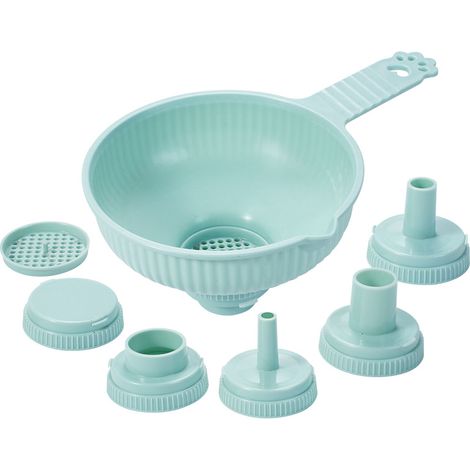 Entonnoir de cuisine multifonction 7 en 1 – Grand entonnoir de 14,6 cm avec adaptateurs interchangeables, pour céréales, liquides et épices, pliable pour gagner de la place (1/5)