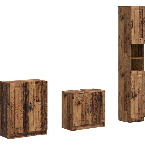 Maison Exclusive - Set di armadietti da bagno in 3 pezzi UTRECHT Legno antico (1/5)