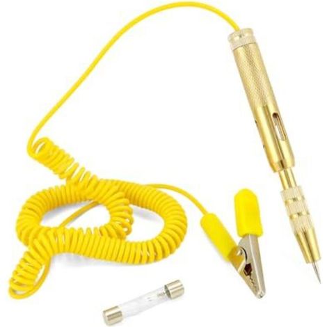 Testeur de Circuit de Voiture 6 V 12 V 24 V Auto Testeur de Relais, Testeur Électrique de Voiture avec Lampe Temoin Mecanicien pour Tester la Basse Tension, Jaune (1/5)