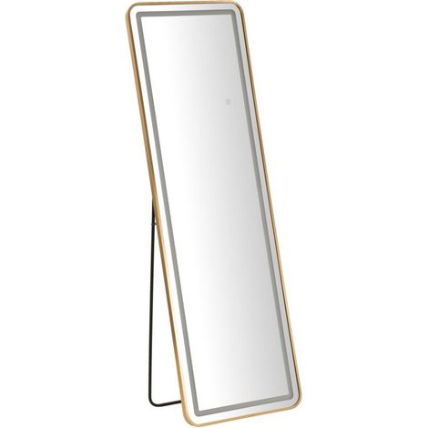 Specchio da terra LED Simple rettangolare con cornice oro 57x166 cm