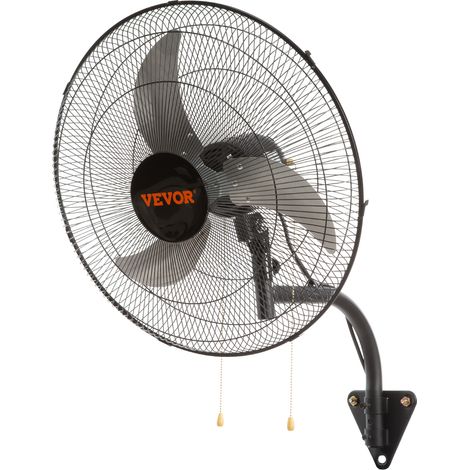 VEVOR Ventilador de Montaje en Pared, 49 cm, 3 Velocidades de Alta Velocidad Máx. Ventilador de Pared Industrial Oscilante de 4650 CFM, Comercial o Residencial para Almacen, Invernadero, Negro,