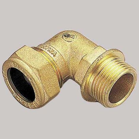 RACCORDO CURVO MASCHIO CON OGIVA OTTONE - 22 x 3/4