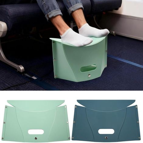 Beyamis Lot 2 poufs pliables portables vert et bleu - Tabouret de voyage compact pour avion camping (1/5)