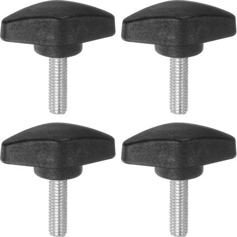 4Pcs Boutons à Ailettes En T, Vis à Pouce M6 X 20mm, Filetage Mâle Standard, Poignées En Plastique, Boutons de Serrage à Main, Vis à Pouce, Noir. (1/5)
