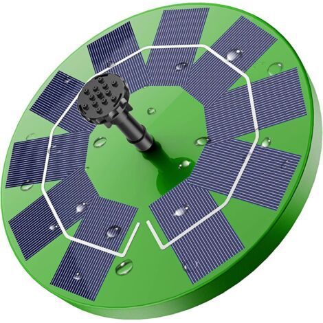 Fontaine Solaire Vert 3W, Pompe Bassin Solaire avec Batterie et 6 Buses, pour Bain d'oiseaux Aquarium Jardin Fontaine (1/5)