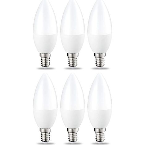Lot de 6 petites ampoules LED en forme de flamme Culot Edison à vis E14 5 W Blanc chaud Intensité non variable (1/2)