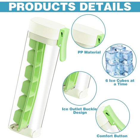 Bac à Glaçons à Pression à une Main, Moule à Glaçons à Dégagement Facile, Boîte de Fabrication de Glaçons à 6 Cellules, Bac à Glaçons Portable de Qualité Alimentaire pour Congélateur (1/4)
