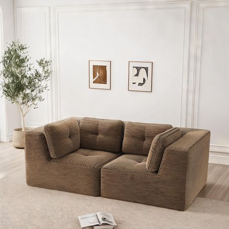 Design modulaire sans cadre canapé angle 2 places corduroy (1/5)