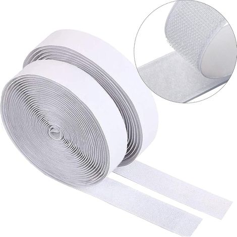 Dandolo 10M Scratch Autocollant Double Face,Adhésif Double Face Bande-Blanc Scratch Adhésif Bande Agrippantes Adhésives Puissant Hook Loop Rubans pour Tentures Murales Les Tapis (1/5)