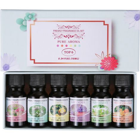 Lot de 6 flacons de 10 ml d'huile essentielle naturelle de plante, arôme pur, parfum pour humidificateur d'air. (1/5)