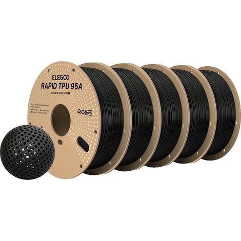 Filamento in TPU, diametro 1,75 mm, elevata flessibilità, nero, 5 kg (1/2)