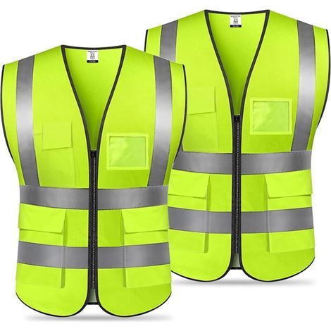 Aiperq – Reflektierende Sicherheitsweste aus 100 % Polyester – 5 Taschen – Hohe Sichtbarkeit beim Laufen, Radfahren und Motorradfahren – 360°-Sichtbarkeit (1/5)
