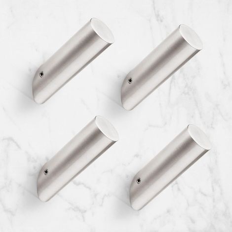Set mit 4 silberfarbenen Edelstahlhaken  Montage ohne Bohren  Moderne und minimalistische Aufbewahrung für Mäntel, Hüte und Handtücher  Geeignet für Badezimmer und Eingangsbereiche