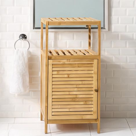 Meuble de rangement salle de bain en bambou 33 x 36,5 x 67 cm (1/5)