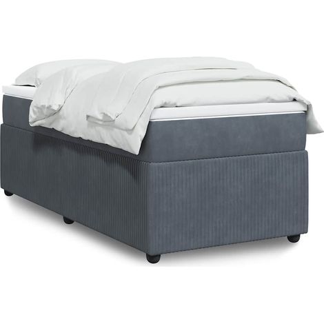 Boxspringbett mit Matratze Dunkelgrau 100x200 cm Samt
