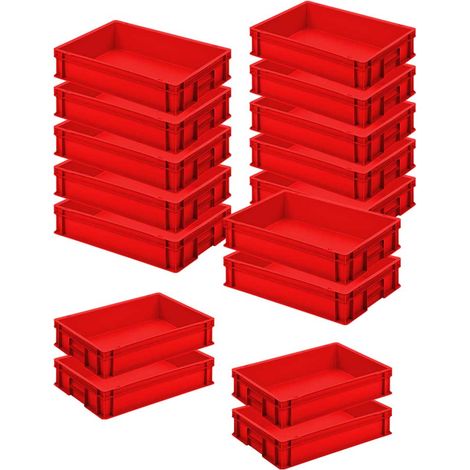BRB 16x Eurobehälter LxBxH 600x400x120 mm, Polypropylen (PP), Inhalt 24 Liter, lebensmittelecht (rot) (1/2)