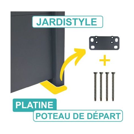 Platine Aluminium Poteau Départ 1 Entrée + Vis de fixation (1/2)
