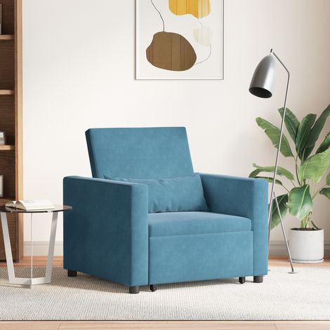 Maison Exclusive - Ausziehbare Schlafcouch Einzel mit Rädern Blau (1/5)