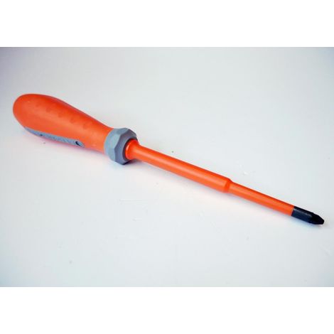 Tournevis cruciforme Pozidrive 6x125mm isolé 1000V manche bi-matière lame acier décolletée PZ2 DERANCOURT