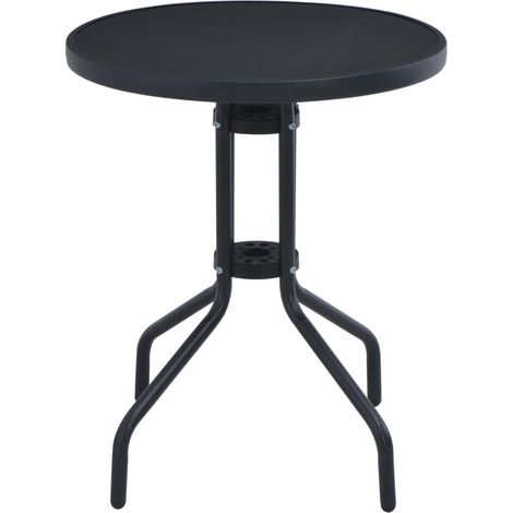 Table de jardin,Table d'extérieur Noir 80 cm Acier et verre CFW46462 (1/4)