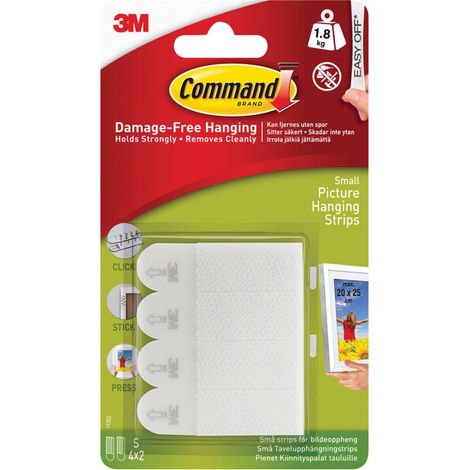 3M Command Picture Hanging Strips Wall Mounting System, 1.8 kg (4 lbs) White, Model S-1